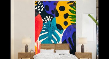 Behang - Fotobehang Bladeren - Vormen - Abstract - Kleurrijk - Breedte 145 cm x hoogte 220 cm