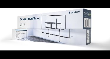 Gembird Vaste TV Wandbeugel – Voor 43–90 Inch Schermen, Ultra Slim, Heavy-Duty Staal, VESA Compatibel 200x200–800x400 mm, Muurbevestiging voor Grote TV, Zwart