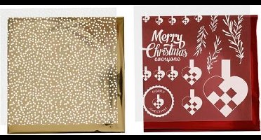Deco Folie Goud Rood Wit - Transferfolie Gevlochten Harten - DIY Gouden Transferfolie - 15x15 Cm - Set van 4 Vellen