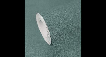 LICHT GLANZEND GEMÊLEERD BEHANG | Textiellook - Groen Petrol Metallic - A.S. Création Cuba II