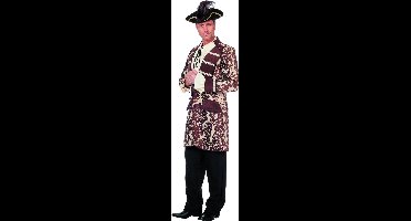 Wilbers & Wilbers - Piraat & Viking Kostuum - Bling Chique Piratenjas Jacquard - Man - bruin - Maat 56 - Carnavalskleding - Verkleedkleding