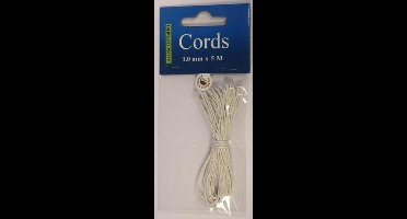 Waxed Cotton Cord, round, 1,0mm, White, 5mtr.