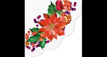 Ronde servetten Poinsettia With Cones - PAW Decor - 32 cm