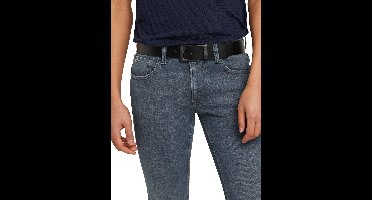 Tom Tailor Denim - TTSAM leren riem met vierkante gesp - Maat 85 - black uni