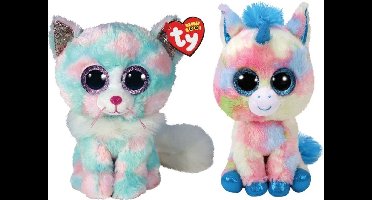 Ty - Knuffel - Beanie Buddy - Opal Cat & Blitz Unicorn