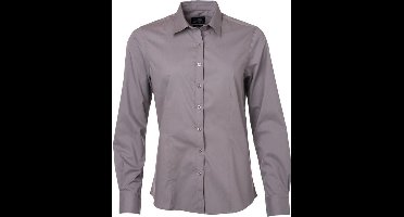 James and Nicholson Dames/dames Poplin-shirt met lange mouwen (Staalgrijs)