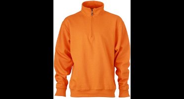 James and Nicholson Uniseks werkkleding Half Ritssweatshirt (Oranje)