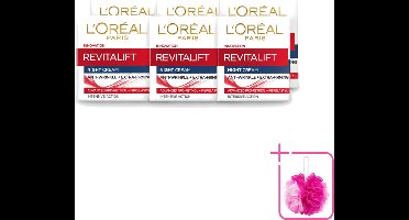 6 x L'Oréal Revitalift - Nachtcrème - Anti-Rimpel - Hydraterend en Verstevigend - 50 ml - Bulkverpakking - Anti-rimpel crème - Douchemop - Nachtcrème anti-aging