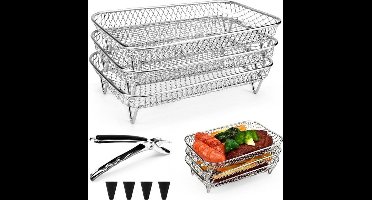 Stapelbare Airfryer Rekken 304 Roestvrij Staal - Multifunctioneel Grillrooster Set voor Airfryers, Ovens en Meer