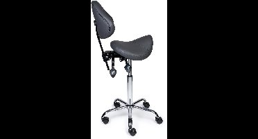 Ergonomische Zadelkruk met Rugleuning Expert Grijs op Wielen Hoge uitvoering (70-84cm) / Met voetensteun / Standaard wielen