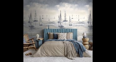 Afbeelding behang, Livingwalls The Wall 4 | 792363, 159 x 280 cm, Blauw