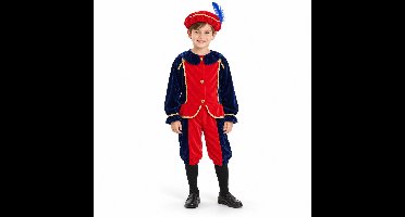Benza – Pietenpak Kind – 4–6 Jaar – Rood en Donkerblauw – Inclusief Pietenmuts – Sinterklaas Verkleedkostuum