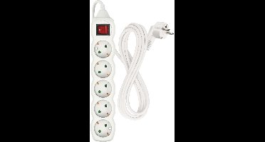 EMOS Verlengsnoer 3 m / 5 stopcontacten / met schakelaar / wit / PVC / 1,5 mm², P1523R