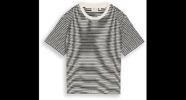 Tom Tailor Denim - T-shirt met boxy pasvorm - Maat XL - black white stripe