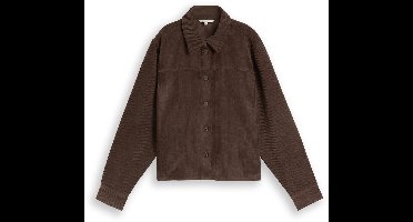 Tom Tailor Denim - Boxy Fit corduroyblouse - Maat XS - cool dark brown