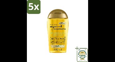 5 x OGX - Argan Oil of Morocco - Haarolie - Penetrating Oil - Intensief Herstel - 100 ml - Wasstrips - Haarolie - Arganolie - Haarherstel - Pluiscontrole - Zijdezachte Haar