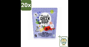 20 x Marcel's Green Soap - Wascapsules - Wilde Bloemen - Gemak in één dosis - 21 Capsules - Wasstrips - Wasmiddel - Wascapsules - Wilde Bloemen - Natuurlijke Geur - Vegan Wasmiddel