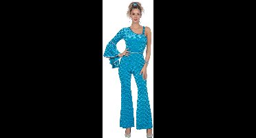 Disco Catsuit Velvet Aqua Dames - Maat 36