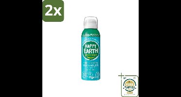 Happy Earth – Deodorant Natural Air Spray – 100% Natuurlijk Cedar Lime – 100 ml - Voordeelverpakking - 2 stuks - Aerosol deodorant - 100% natuurlijk