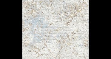 LINNENLOOK BLOEMEN BEHANG | Aquarel - Blauw Beige Goud - LivingWalls Stories of Life