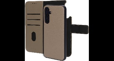 Mobiparts hoesje geschikt voor Samsung Galaxy A35 5G - Wallet 2-in-1 Boekhoesje - MagSafe - Echt Leder - Uitneembare Case - Sterke Magneet Sluiting - Contactloos betalen - Beige