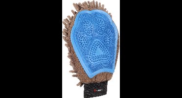 Flamingo Flava - Massage- & Verzorgingshandschoen Honden;katten - Verzorgingshandschoen Absorberend Flava Taupe/blauw 25x20x4cm - 1st - 137645 - 1st