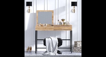 Skye Decor, Kaptafel, Linda, Gemelamineerde spaanplaat, Eiken & Zwart, 100 x 75 x 45 cm