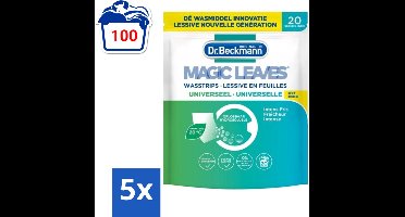 5 x Dr. Beckmann - Magic Leaves Universeel - Wasstrips - Witte en Gekleurde Was - 20 Wasbeurten - Wasstrips - Wasstrips Wit - Wasstrips Gekleurd - Wasstrips 20 Beurten - Wasstrips Milieuvriendelijk