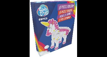 Eddy Toys 3D Puzzel Eenhoorn - 69 Stuks - Educatief Speelgoed - Stimuleert de Ontwikkeling van Creativiteit en Motoriek bij Kinderen - Schuim - Wit, Roze en Geel - 29,5x26,5x24,5 cm