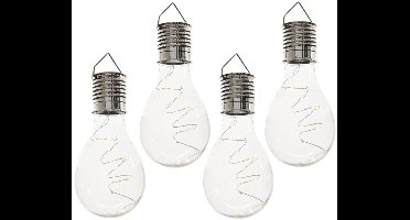 Lumineo hanglamp bolletje - 15x - solar/led - H14 cm - transparant - kunststof - tuin/buitenverlichting