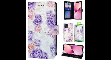 GREEN ON 3D Print Wallet Case Purple FLower Xiaomi Redmi Note 11 Pro 4G