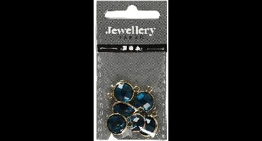 Sieradenhanger, H: 15-20 mm, gatgrootte 2 mm, turquoise, 1 doos