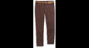 Tom Tailor Denim - Slim-fit chino met riem - Maat 30/32 - cool dark brown