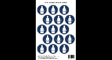 Pictogram sticker M046 - Gasflessen vastmaken - Ø50 mm - 15 stickers op 1 vel
