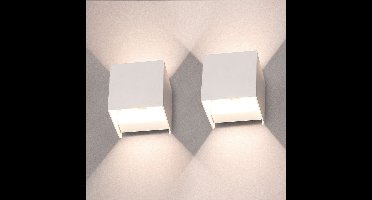 HOFTRONIC - Set van 2 Kansas - LED Wandlamp - Wit - IP65 Waterdicht - 3000K warm wit - 7 Watt - Up & Down light - Geschikt voor binnen en buiten