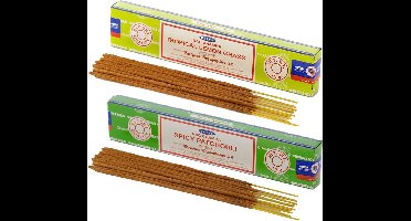 Wierook cadeaus set - 2x geurstokjes - Citroengras en Patchouli geur - Meditatie