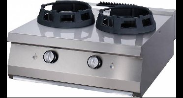Heavy Duty Wok Brander - 2 x Ø 28,5 cm Pannenring - Dubbel - 70 cm Diep - Gas