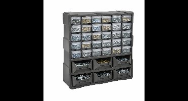 FEDEC Opbergkast met Lades - 47,5 x 38 x 16 cm - 4-Zijdig Koppelbaar - Kunststof Ladekast voor Gereedschap & Onderdelen