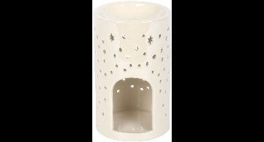 Something Different - Iridescent White Moon Pillar and Wax Warmer Oliebrander - Wit