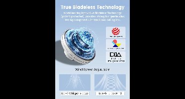 Plafondventilator – Ventilator Zonder Bladen – Bladloze Ventilator – LED Ventilator – Dimbare Plafondventilator – Stil Met Afstandsbediening – 30W LED Verlichting Met 3 Kleurtemperaturen