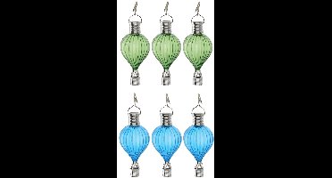 Cepewa LED ballonhanger - 6x - groen/blauw - H17 cm - luchtballon - tuinverlichting/buitenlamp