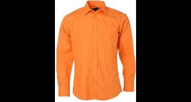 James and Nicholson Heren Longsleeve Poplin Shirt (Oranje)