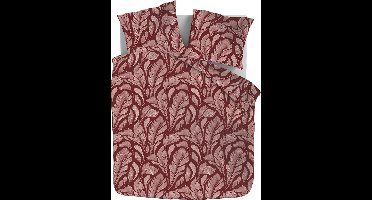 Zydante® Dekbedovertrek Printed 135x200 - Burgandy Leafs - met 1 Kussenslopen (80x80 cm)