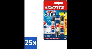 25 x Loctite - Secondelijm - Super Glue Universal - 3 Lijmtubes - Voordeelverpakking - 25 stuks