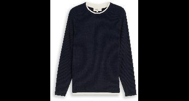 Tom Tailor Denim - Gebreide trui in 2-in-1-look - Maat M - sky captain blue
