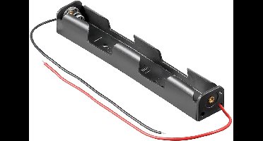 Goobay Batterijhouder voor 2x AA (Mignon) met losse kabeleinden, zwart