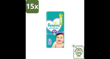 15 x Pampers – Luiers – Active Baby Maat 3 – 54 Luiers - Wasstrips - Baby Luiers - Droge Nachten - Luchtdoorlatende Luiers - Vocht Absorberende Luiers - Baby Droogte
