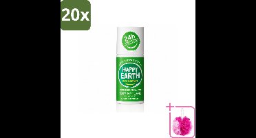 20 x Happy Earth – Deodorant Roll-On – 100% Natuurlijk Cucumber Matcha – 75 ml - Bulkverpakking - Deodorant - Douchemop - Fris