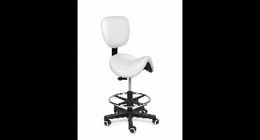Ergonomische Zadelkruk met Rugleuning Comfort Wit op Wielen Laag (40-57cm) / Zonder voetsteun / Standaard wielen