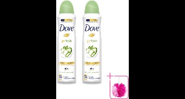 2 x Dove - Deodorant - Go Fresh Cucumber & Green Tea - Frisse en kalmerende geur - 150 ml - Bulkverpakking - Cucumber & Green Tea Deodorant Spray - Douchemop - Frisheid